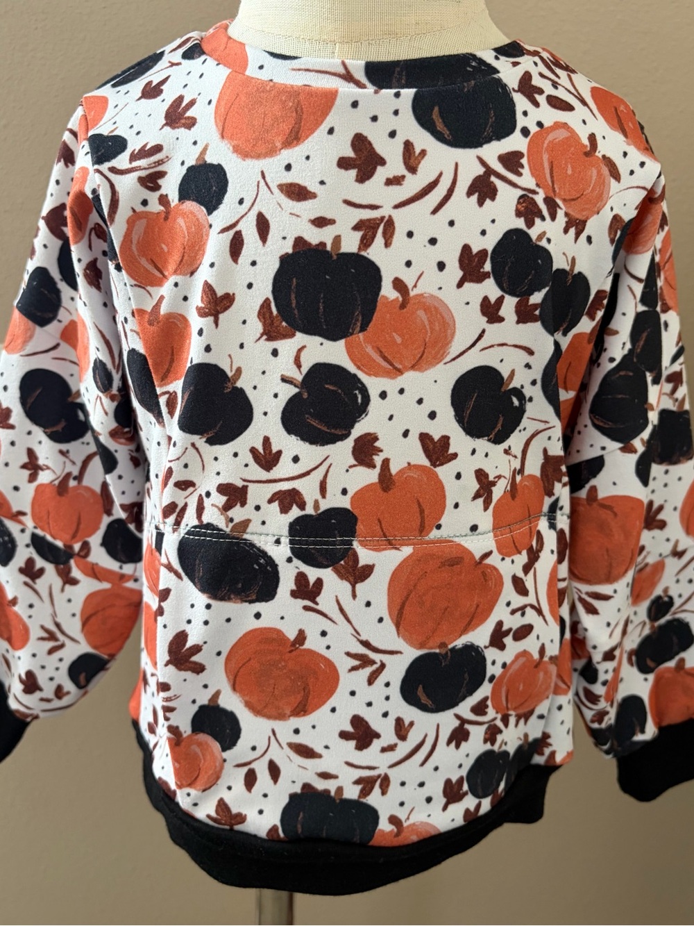Handmade Pumpkin Pullover Kids 2T Fall Halloween Sweatshirt Black Orange